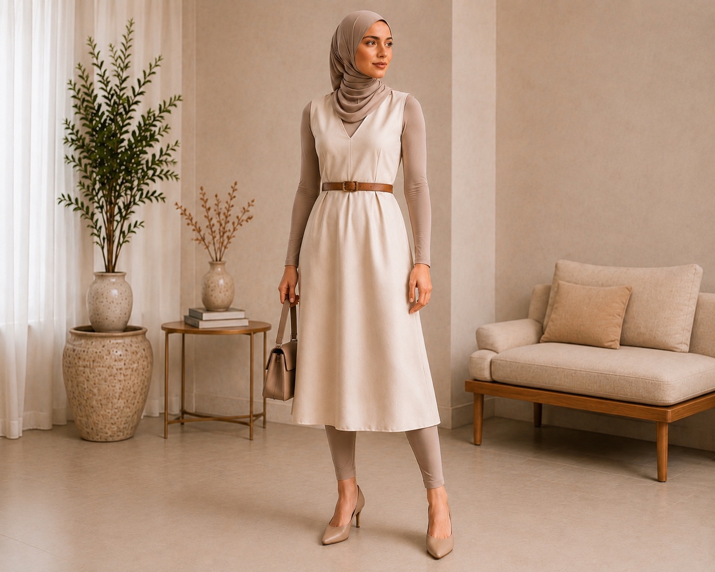 MODSKYN base layer worn under a sleeveless dress